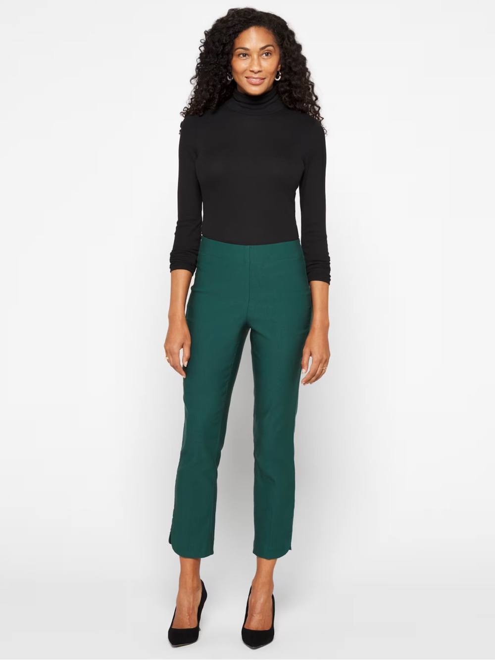NWOT TRIBAL Fia Mid-Rise Curved Hem Pant - Dark Green, Size 6